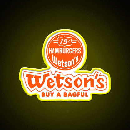 Wetsons Fast Food Led Neon Sign For Burger Place Rgb Color - Custom LED neon sign front view
