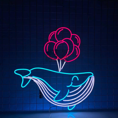 Whale Balloon Led Neon Sign Large Whale Wall Decor | Shineneon