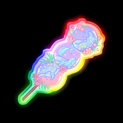 Whale Dango Snack Food Led Neon Sign Rgb Color - LED neon sign close-up detail