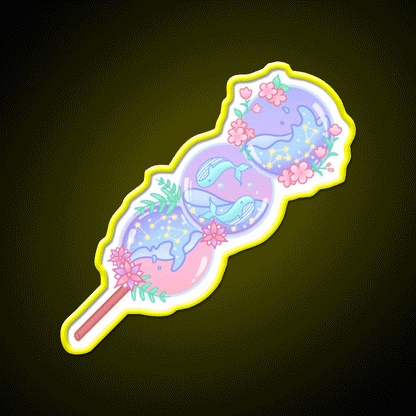 Whale Dango Snack Food Led Neon Sign Rgb Color - Custom LED neon sign front view