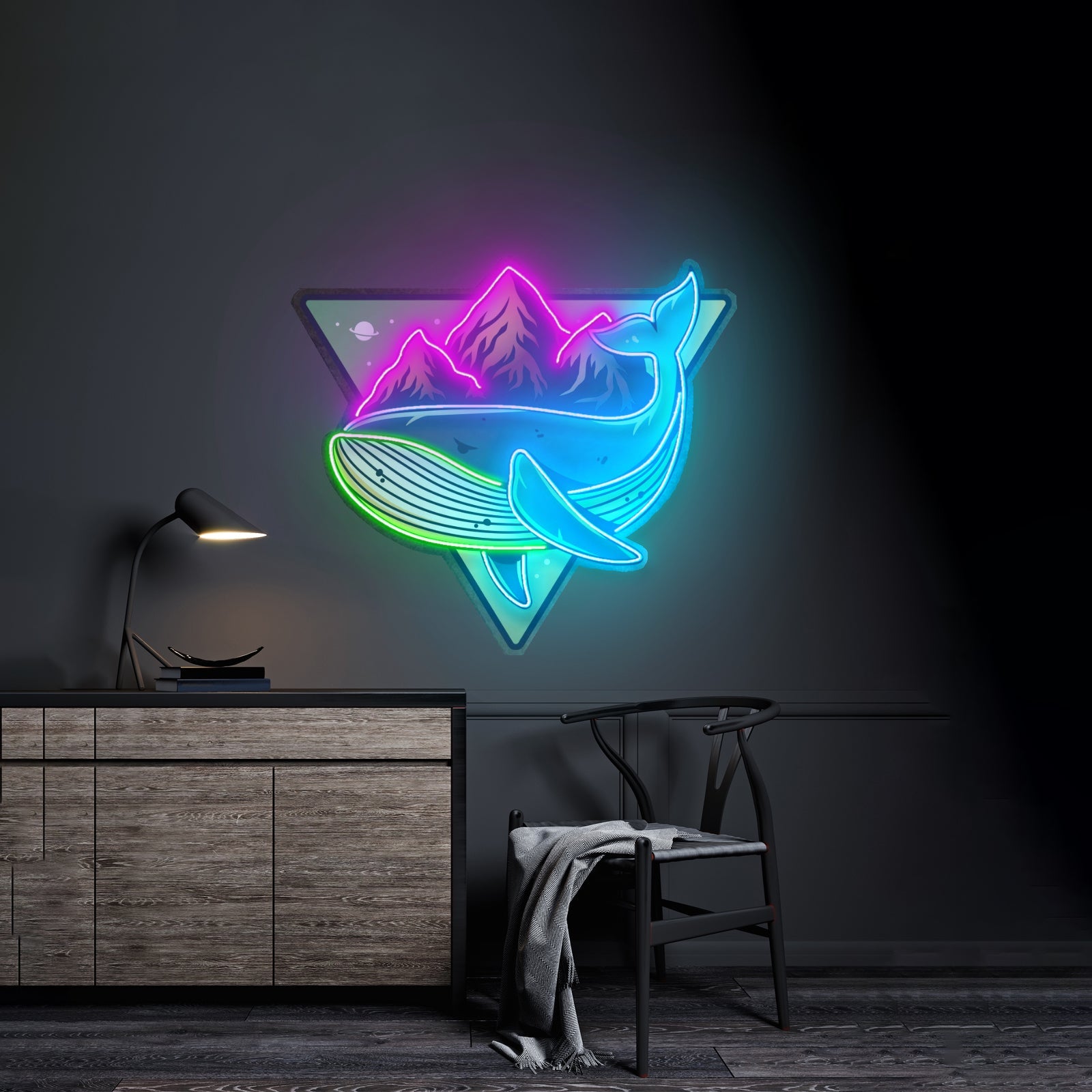Whale On Mountain Top Led Neon Sign Light Custom Led Signs - Shineneon