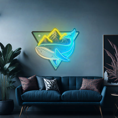 Whale On Mountain Top Led Neon Sign Light Custom Led Signs - Shineneon