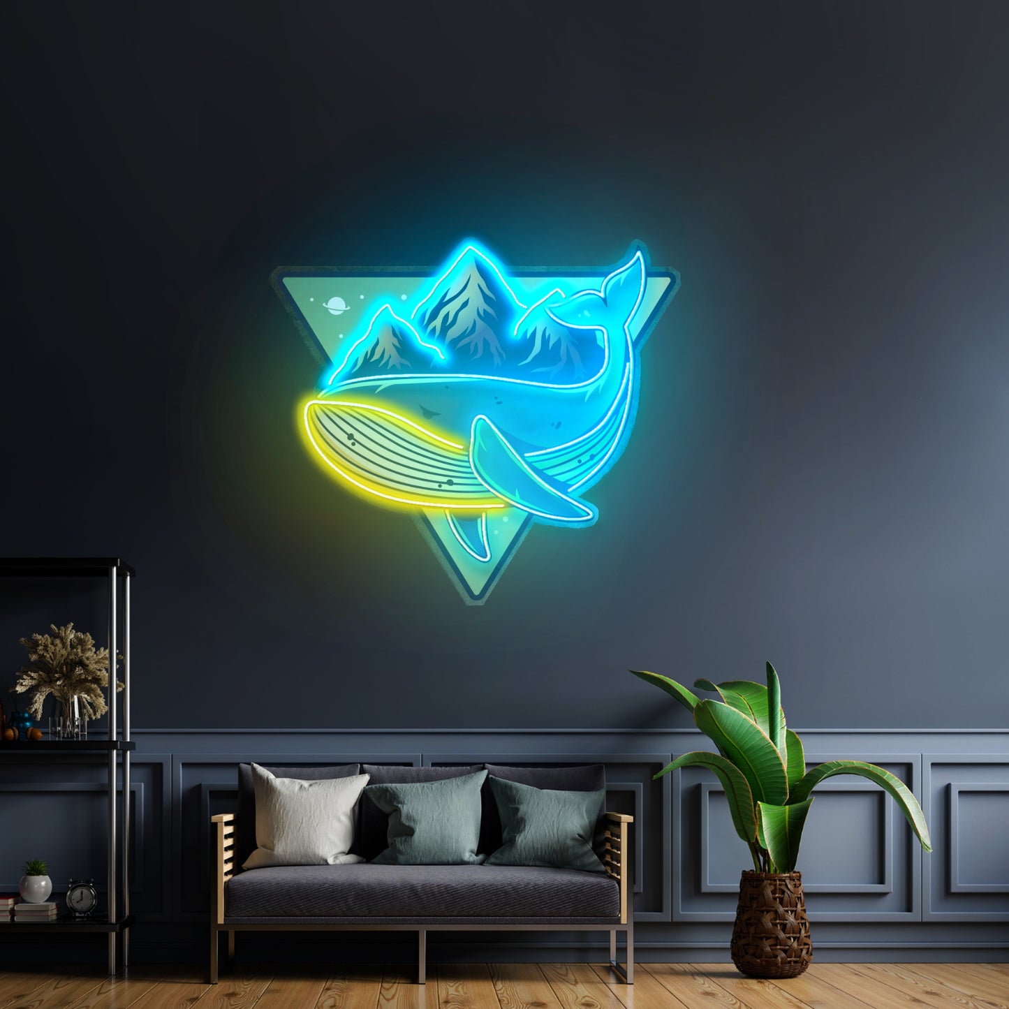 Whale On Mountain Top Led Neon Sign Light Custom Led Signs