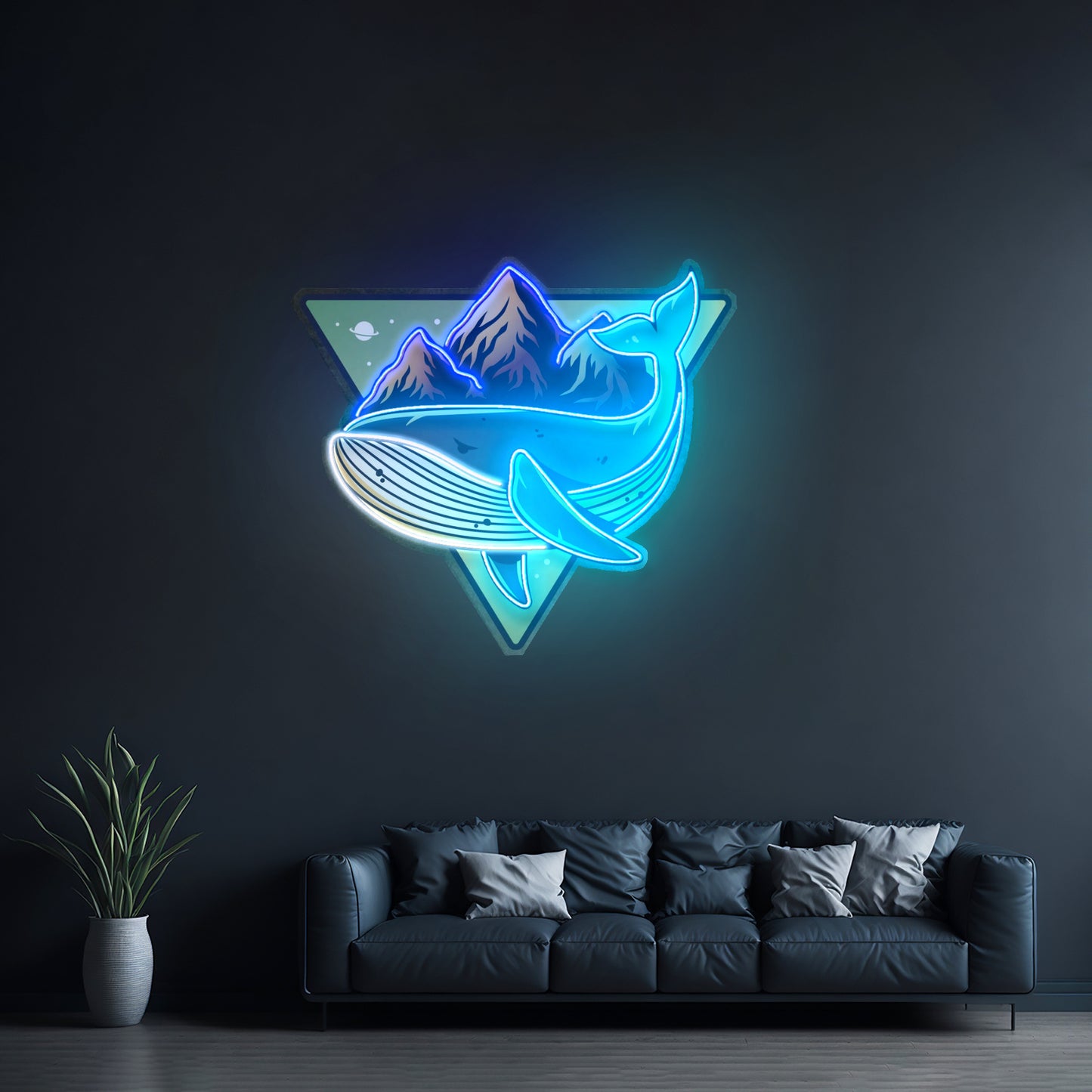 Whale On Mountain Top Led Neon Sign Light Custom Led Signs