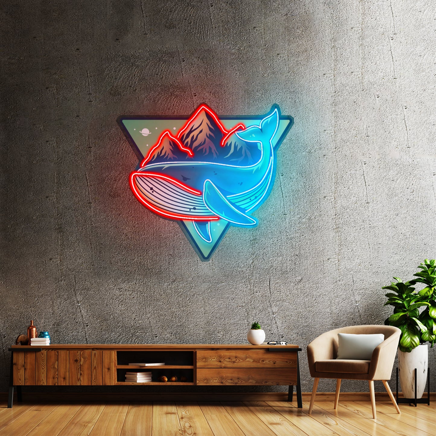 Whale On Mountain Top Led Neon Sign Light Custom Led Signs