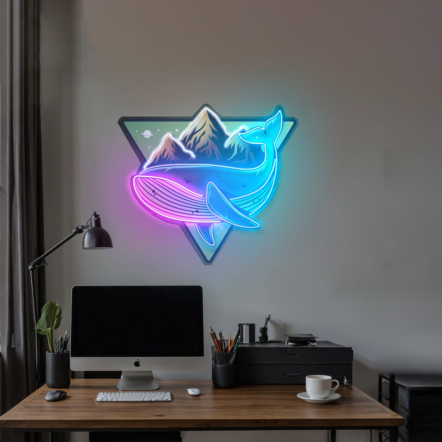 Whale On Mountain Top Led Neon Sign Light Custom Led Signs