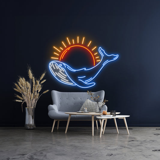 Whale With Sun Led Sign