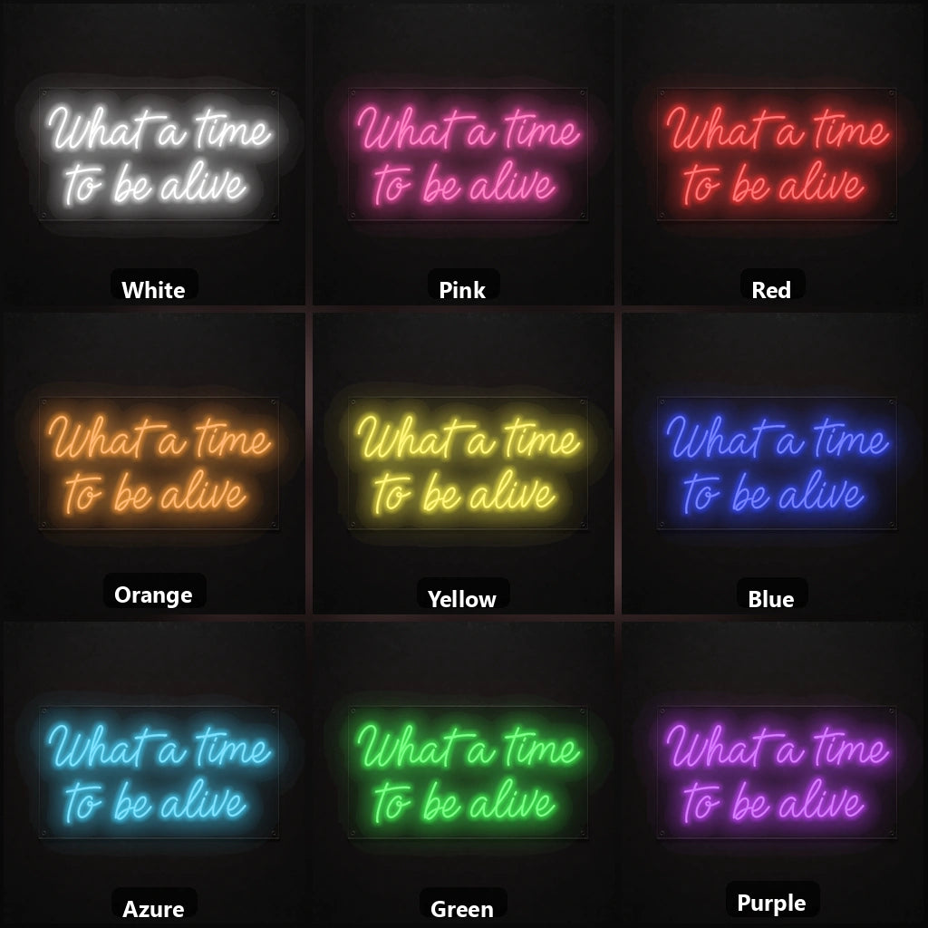 What A Time To Be Alive LED Neon Sign color grid