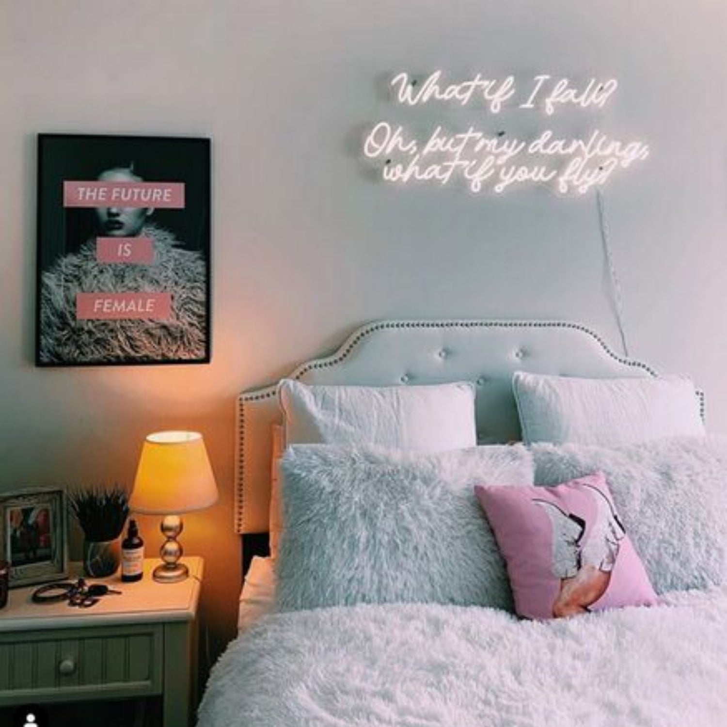 What If I Fall Led Neon Sign Fencouraging Spaces - Shineneon