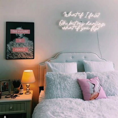 What If I Fall Led Neon Sign Fencouraging Spaces - Shineneon