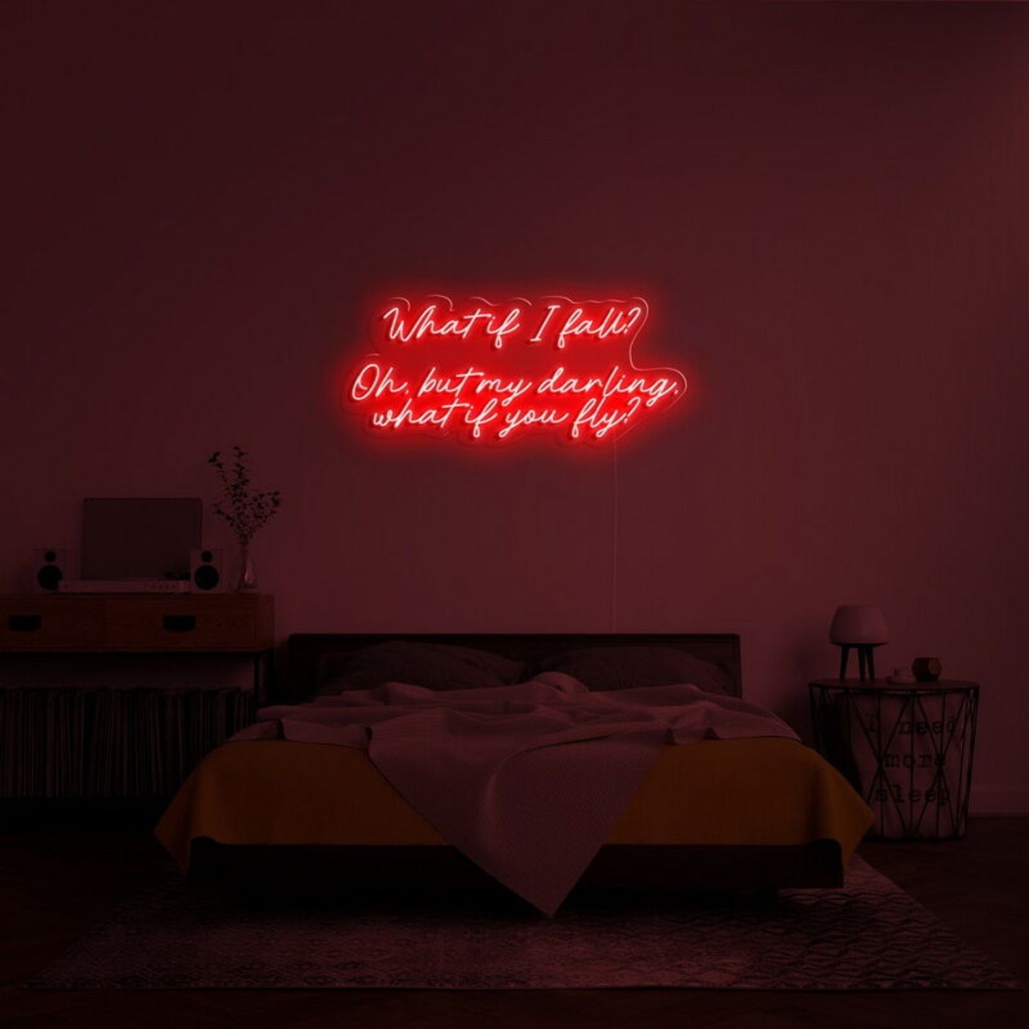 What If I Fall Led Neon Sign Fencouraging Spaces - Shineneon
