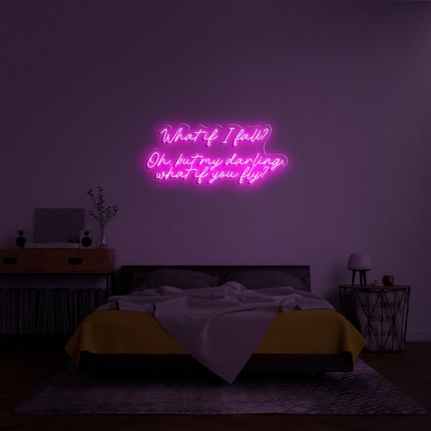 What If I Fall Led Neon Sign Fencouraging Spaces - Shineneon