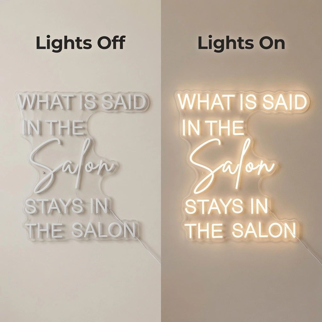 What Is Said In The Salon Stays In The Salon LED Neon Sign Home Wall Art - 06 Day Night Comparison