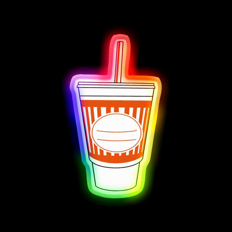 Whataburger Cup Fast Food Led Neon Sign For Burger Place Rgb Color - LED neon sign close-up detail