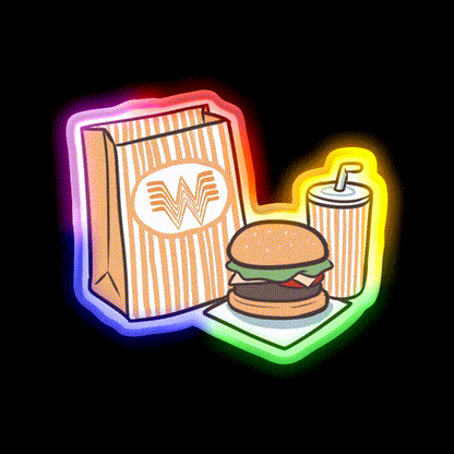 Whataburger Meal Fast Food Led Neon Sign For Burger Place Rgb Color - LED neon sign close-up detail