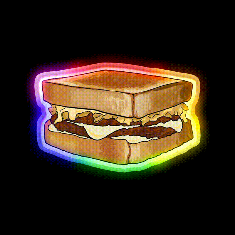 Whataburger Patty Melt Fast Food Led Neon Sign For Burger Place Rgb Color - LED neon sign close-up detail