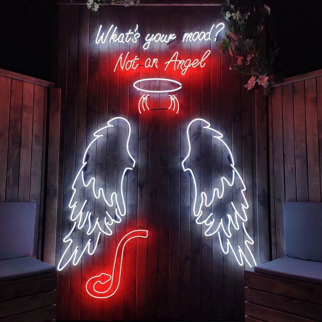 Whats Your Mood Not An Angel Instagram Wall Led Sign Business Neon Sign