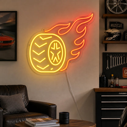 Wheel On Fire Neon Sign LED Neon Sign real lifestyle scene
