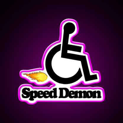 Wheelchair Speed Demon Beer Bar Decor Led Neon Sign Rgb Color - Neon sign mounted on wall in room