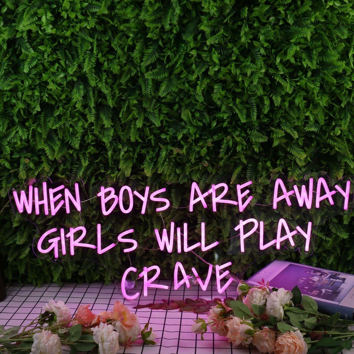 When Boys Are Away Girls Will Play Crave Purple Led Neon Sign - Shineneon