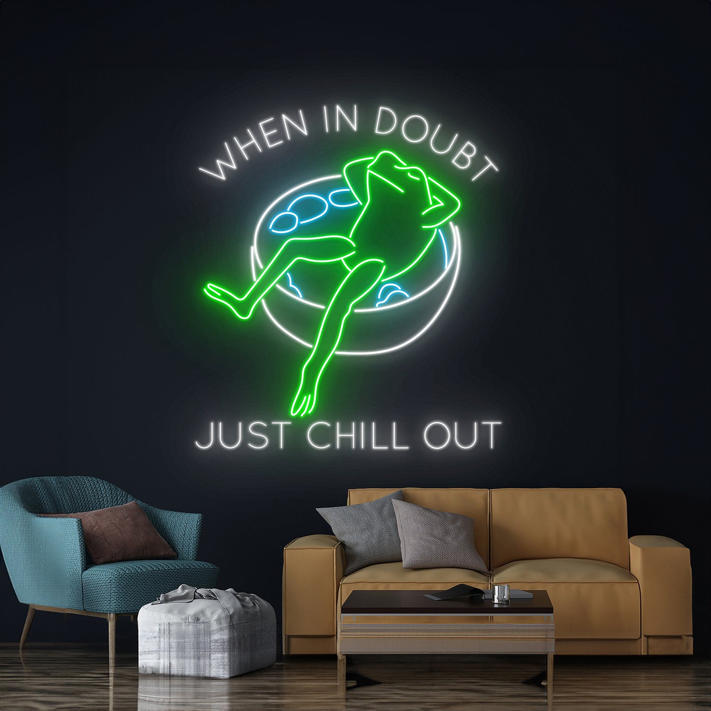 When In Doubt Just Chill Out Frog Neon Light