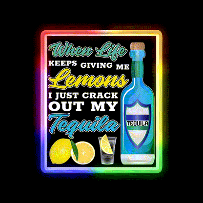 When Life Gives Me Lemons Party Drink Tequila Led Neon Sign Rgb Color - LED neon sign close-up detail