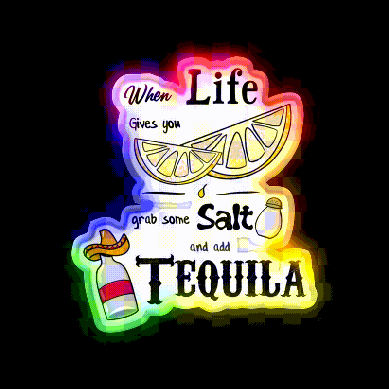 When Life Gives You Lemons Party Drink Tequila Led Neon Sign Bar Led Sign Rgb Color - LED neon sign close-up detail