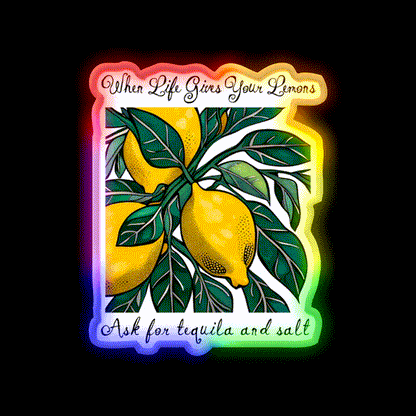 When Life Gives You Lemons Party Drink Tequila Led Neon Sign Rgb Color - LED neon sign close-up detail