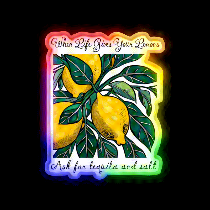 When Life Gives You Lemons Party Drink Tequila Led Neon Sign Rgb Color - LED neon sign close-up detail