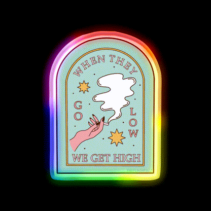 When They Go Low We Get High The Peach Fuzz Green Leaf Led Neon Sign Rgb Color - LED neon sign close-up detail