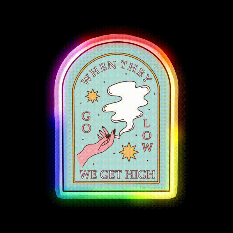 When They Go Low We Get High The Peach Fuzz Green Leaf Led Neon Sign Rgb Color - LED neon sign close-up detail
