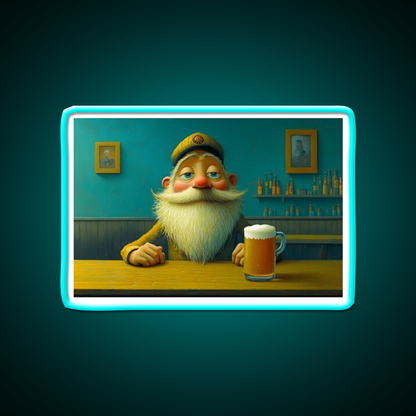 Whimsical Bearded Man Enjoying A Cold Beer Bar Decor Led Neon Sign Rgb Color - Size and dimension reference