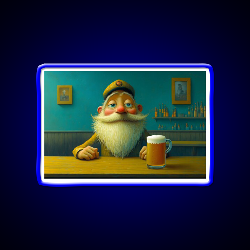 Whimsical Bearded Man Enjoying A Cold Beer Bar Decor Led Neon Sign Rgb Color - LED neon sign view 5