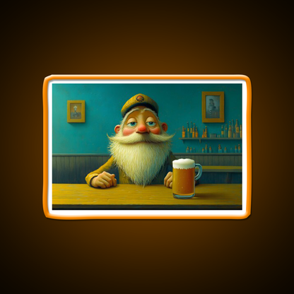 Whimsical Bearded Man Enjoying A Cold Beer Bar Decor Led Neon Sign Rgb Color - LED neon sign view 6