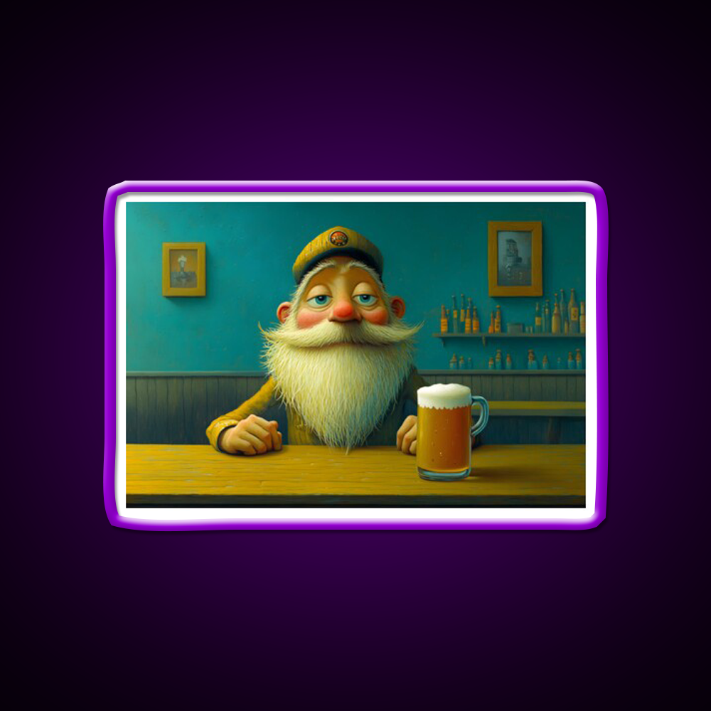 Whimsical Bearded Man Enjoying A Cold Beer Bar Decor Led Neon Sign Rgb Color - LED neon sign view 9