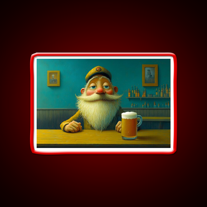 Whimsical Bearded Man Enjoying A Cold Beer Bar Decor Led Neon Sign Rgb Color - LED neon sign view 10