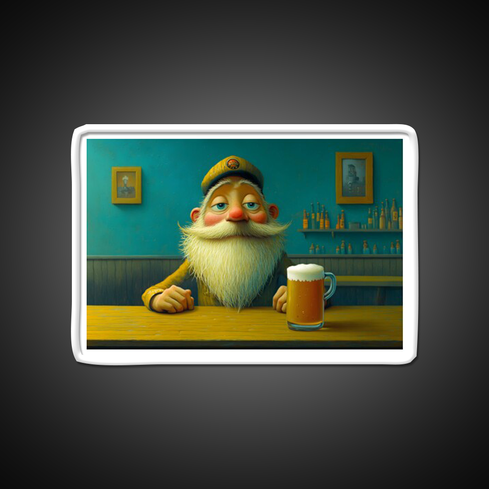 Whimsical Bearded Man Enjoying A Cold Beer Bar Decor Led Neon Sign Rgb Color - LED neon sign view 11