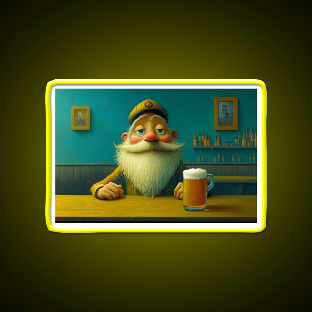 Whimsical Bearded Man Enjoying A Cold Beer Bar Decor Led Neon Sign Rgb Color - LED neon sign view 7
