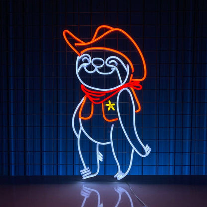 Whimsical Charm Of Lazy Sloth Cowboy Led Neon Sign Decor | Shineneon