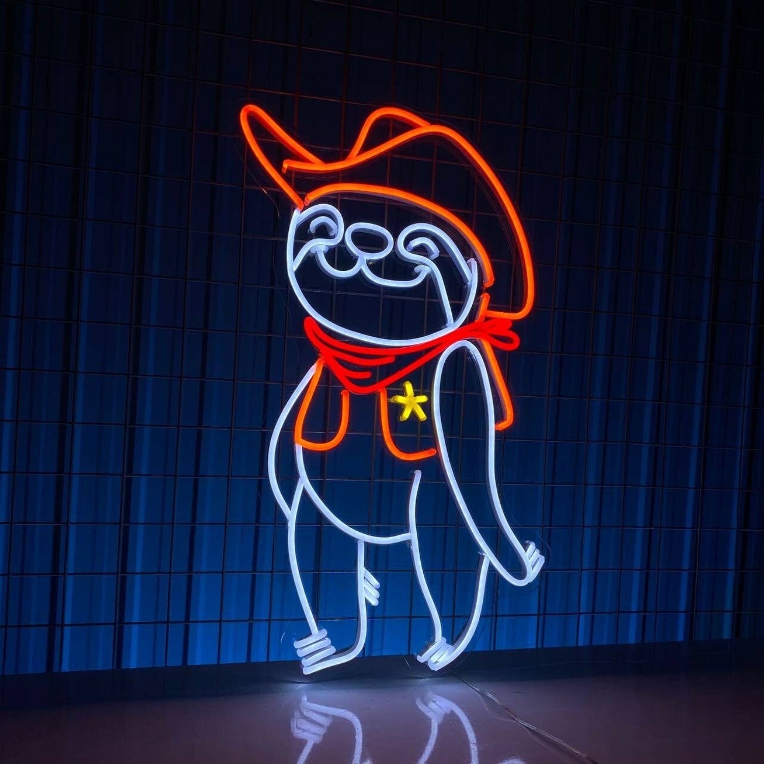 Whimsical Charm Of Lazy Sloth Cowboy Led Neon Sign Decor | Shineneon