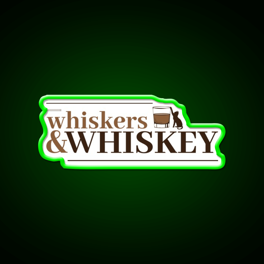 Whiskers And Whiskey Drink Bar Led Neon Sign Rgb Color - Shineneon
