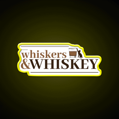 Whiskers And Whiskey Drink Bar Led Neon Sign Rgb Color - Custom LED neon sign front view