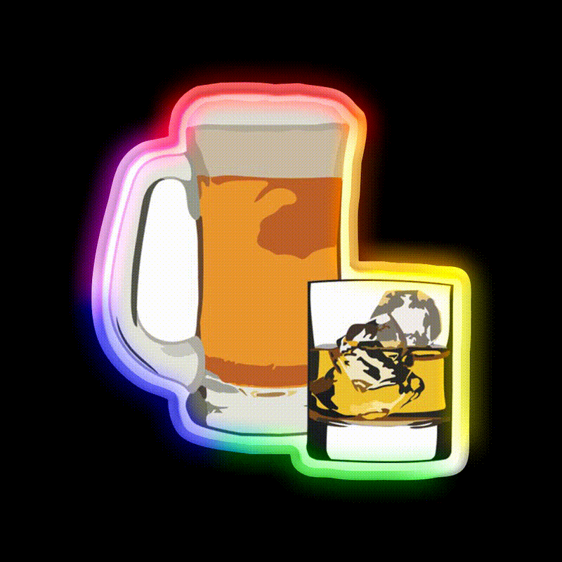 Whiskey And Beer Whiskey Drink Bar Led Neon Sign Rgb Color