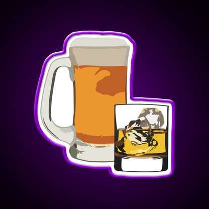 Whiskey And Beer Whiskey Drink Bar Led Neon Sign Rgb Color