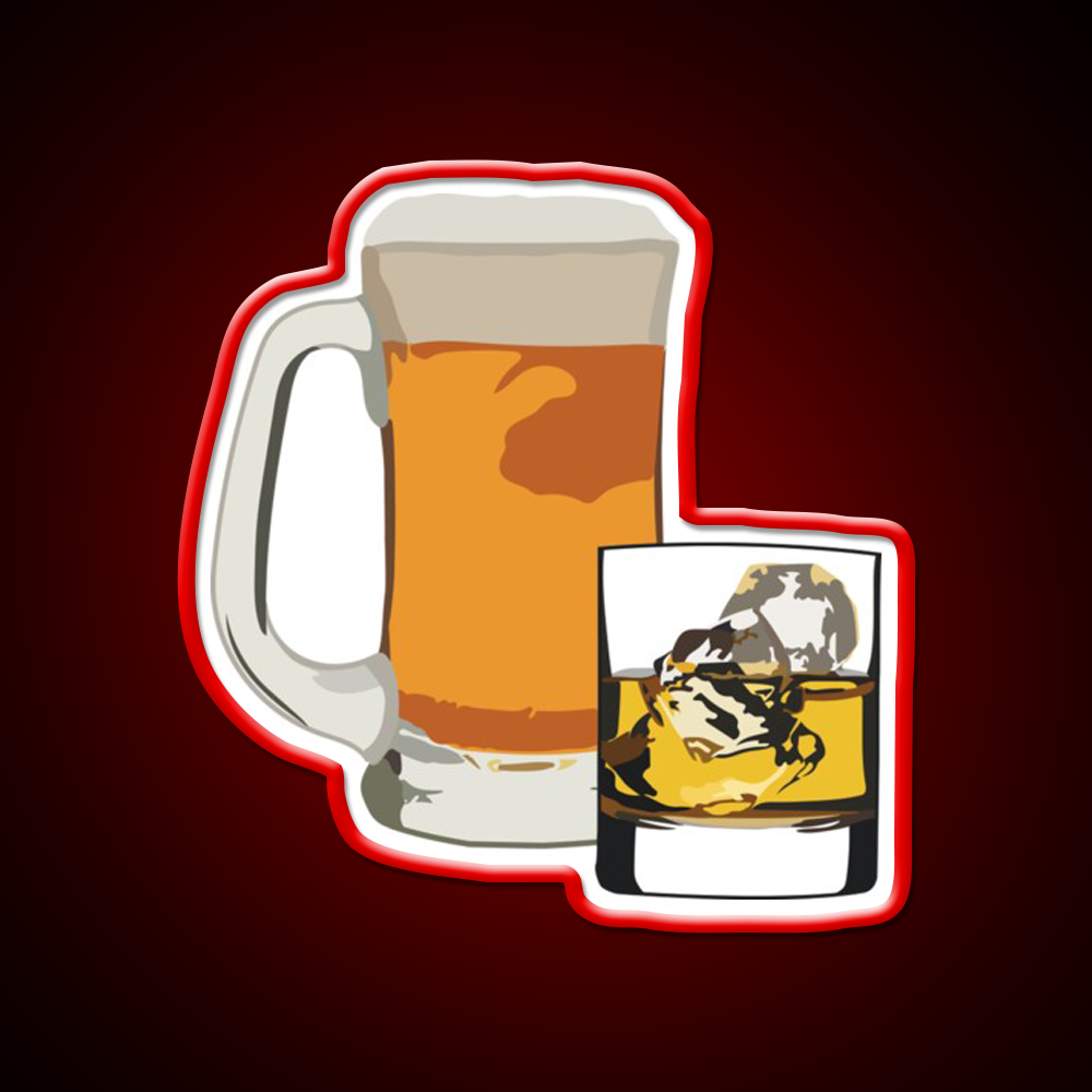 Whiskey And Beer Whiskey Drink Bar Led Neon Sign Rgb Color