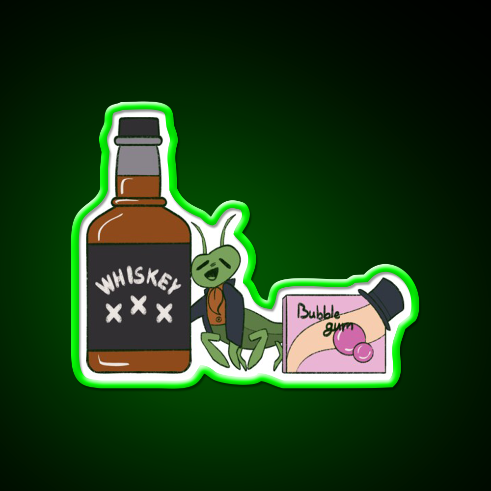 Whiskey And Bubblegum Cricket Neverafter Whiskey Drink Bar Led Neon Sign Rgb Color