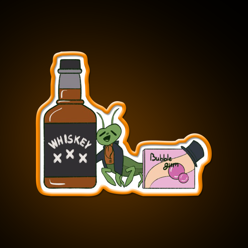 Whiskey And Bubblegum Cricket Neverafter Whiskey Drink Bar Led Neon Sign Rgb Color