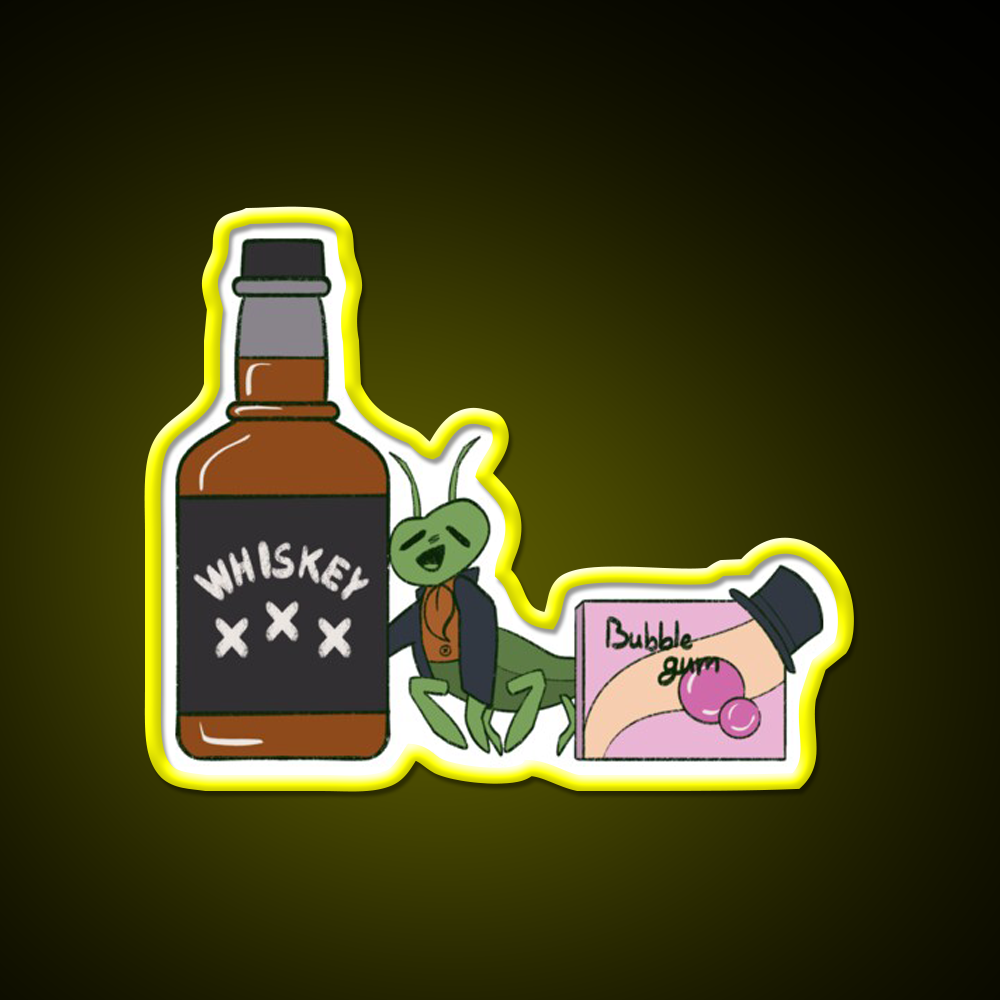 Whiskey And Bubblegum Cricket Neverafter Whiskey Drink Bar Led Neon Sign Rgb Color