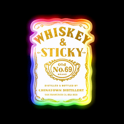Whiskey And Sticky Gold Asian Cultural Led Neon Sign Rgb Color - LED neon sign close-up detail