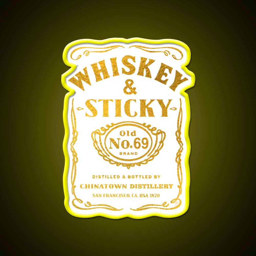 Whiskey And Sticky Gold Asian Cultural Led Neon Sign Rgb Color - Custom LED neon sign front view